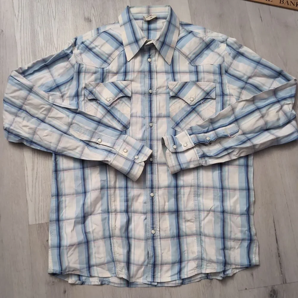 True Religion Pearl Snap Plaid Western Shirt Mens Size XXL Multi Color